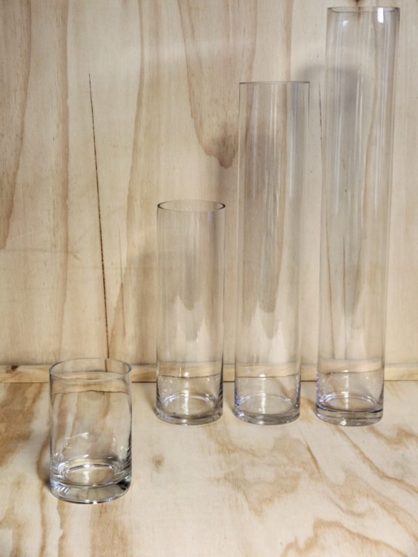 Glass Cylindar Vase Short, Wedding Hire Auckland