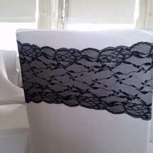 black lace chair band sash, Auckland Wedding Hire